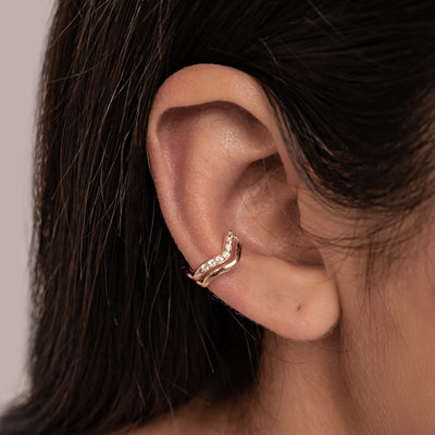 Ear Cuff Ondulado Pavé Plata de Ley 925