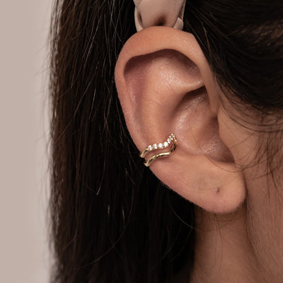 Ear Cuff Ondulado Pavé Plata de Ley 925