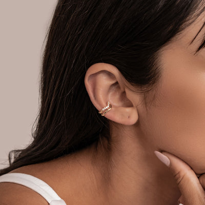Ear Cuff Ondulado Pavé Plata de Ley 925