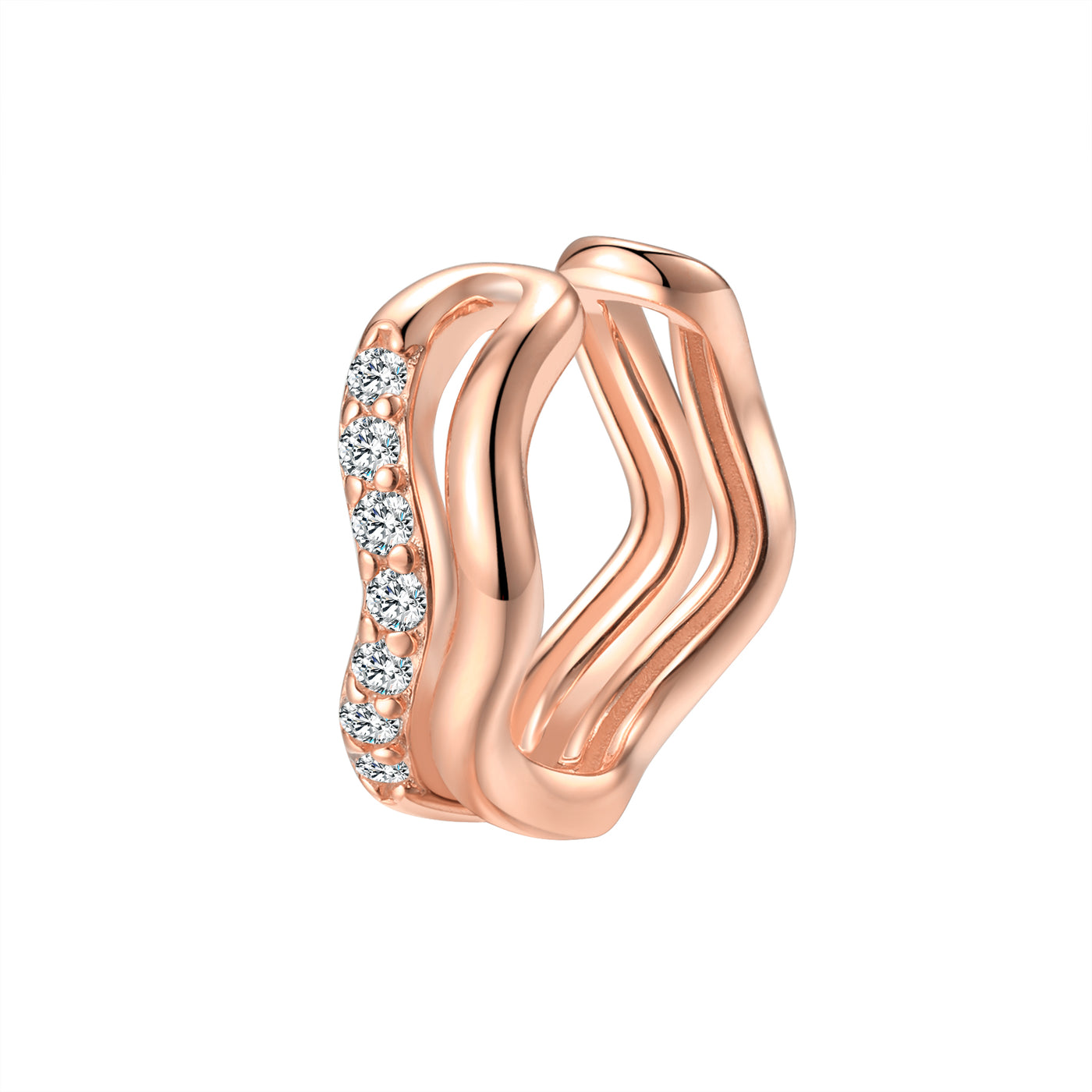 Ear Cuff Ondulado Pavé Plata de Ley 925