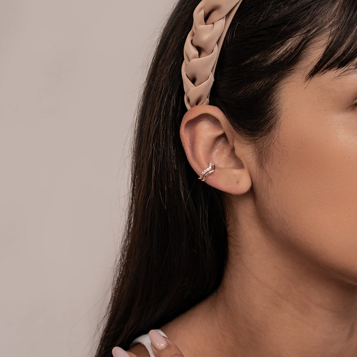 Wavy Pavé Ear Cuff Sterling Silver