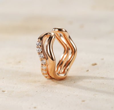 Ear Cuff Ondulado Pavé Plata de Ley 925