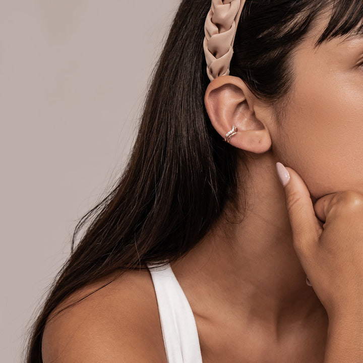 Wavy Pavé Ear Cuff Sterling Silver