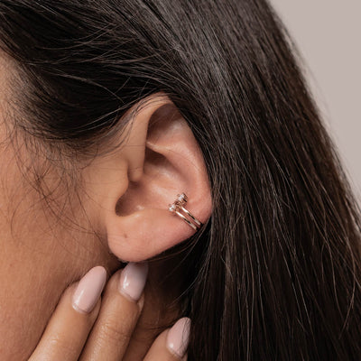 Ear Cuff Ondulado Pavé Plata de Ley 925