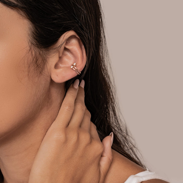 Wavy Pavé Ear Cuff Sterling Silver