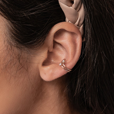 Ear Cuff Ondulado Pavé Plata de Ley 925