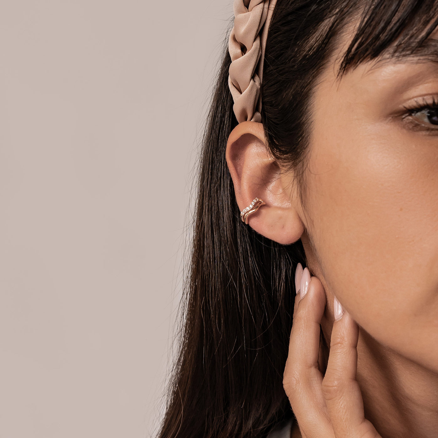 Ear Cuff Ondulado Pavé Plata de Ley 925