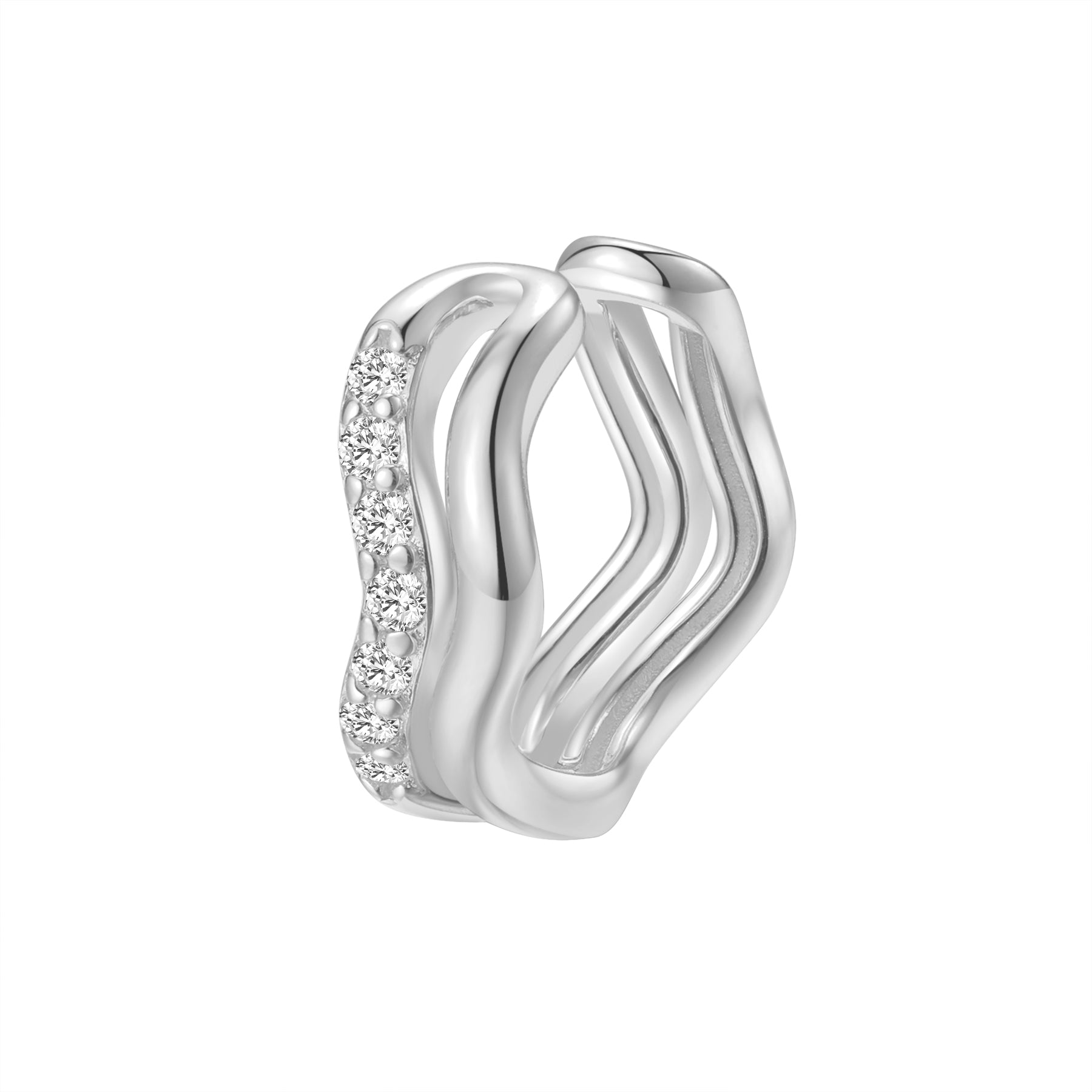 Wavy Pavé Ear Cuff Sterling Silver