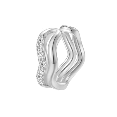 Ear Cuff Ondulado Pavé Plata de Ley 925