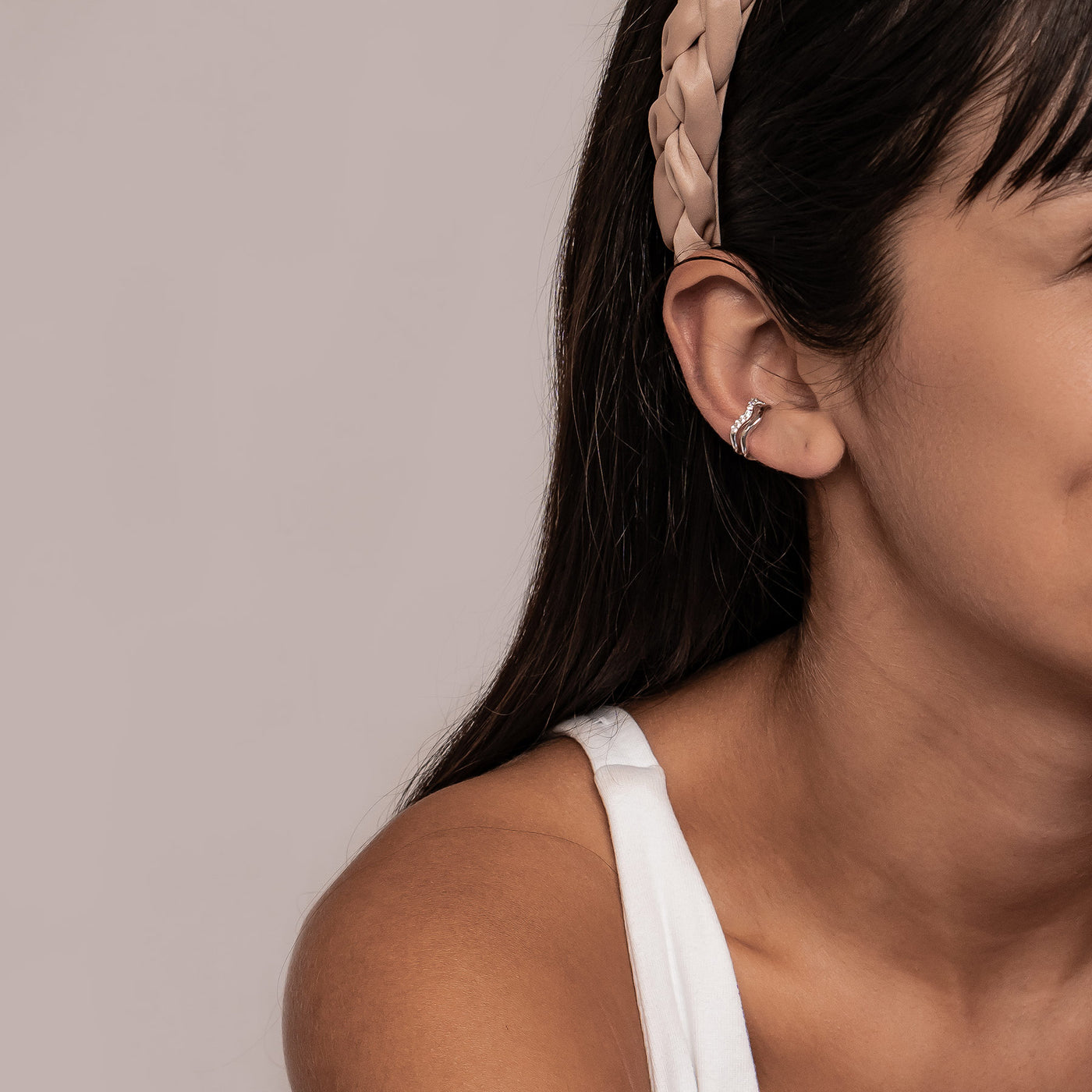 Ear Cuff Ondulado Pavé Plata de Ley 925