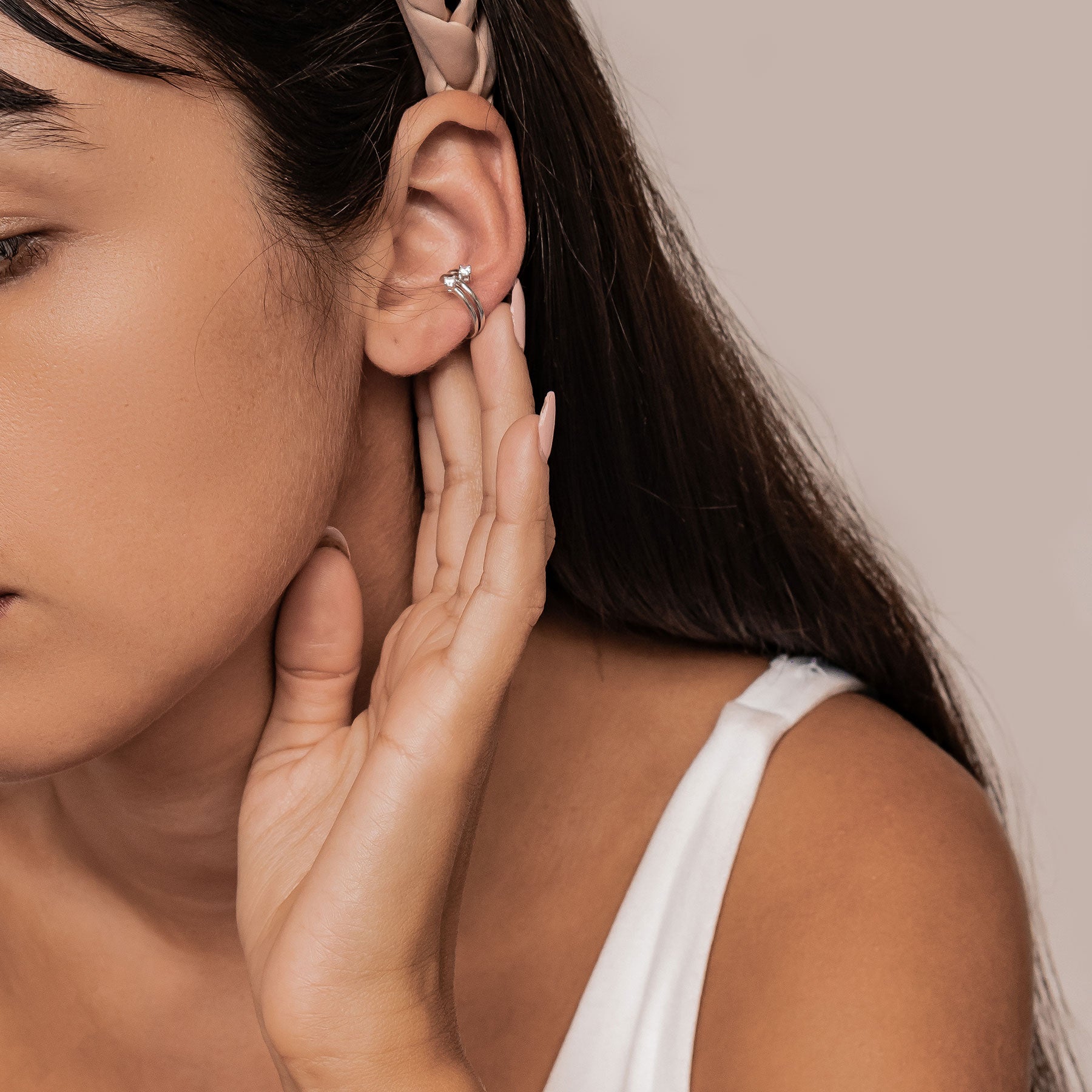 Wavy Pavé Ear Cuff Sterling Silver