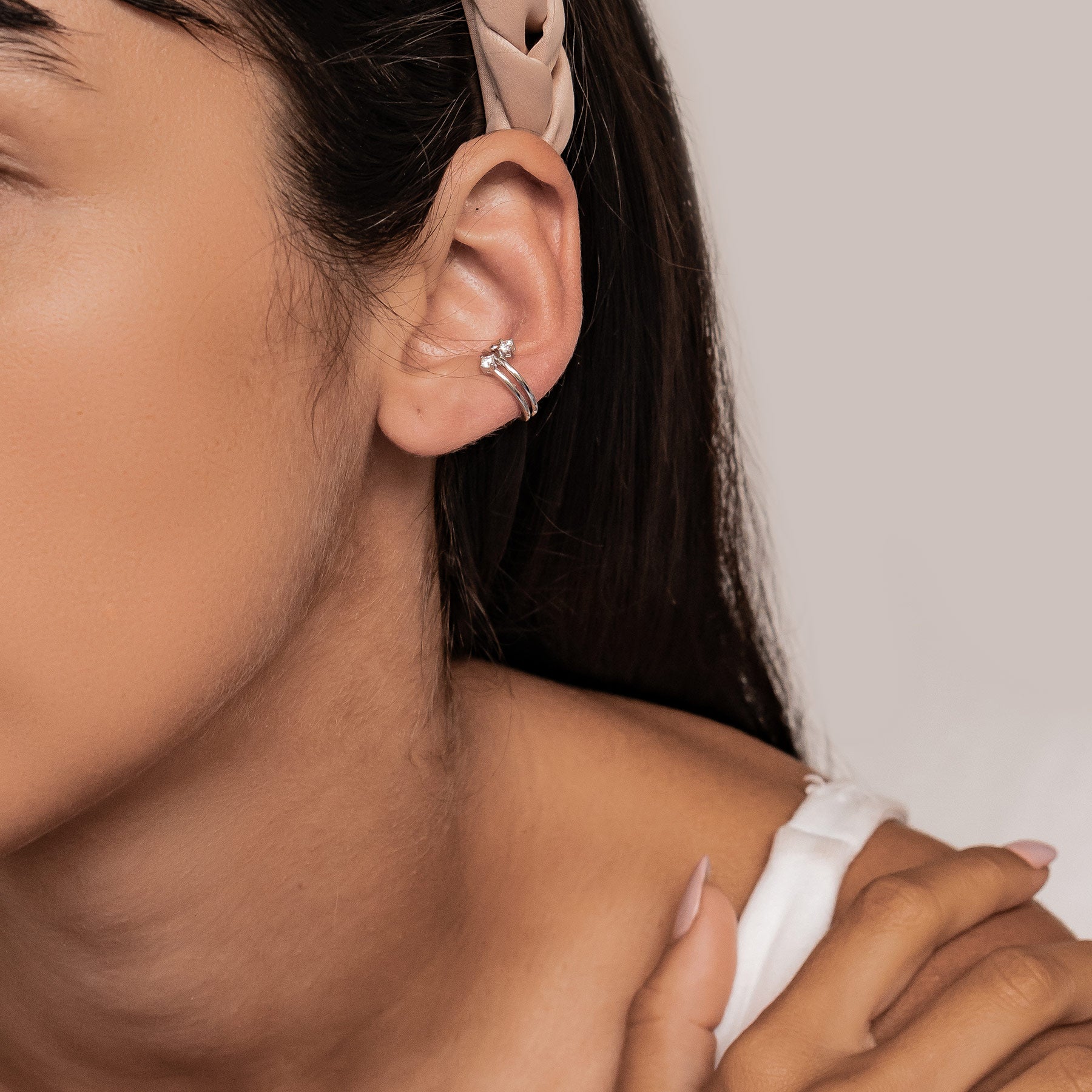 Wavy Pavé Ear Cuff Sterling Silver