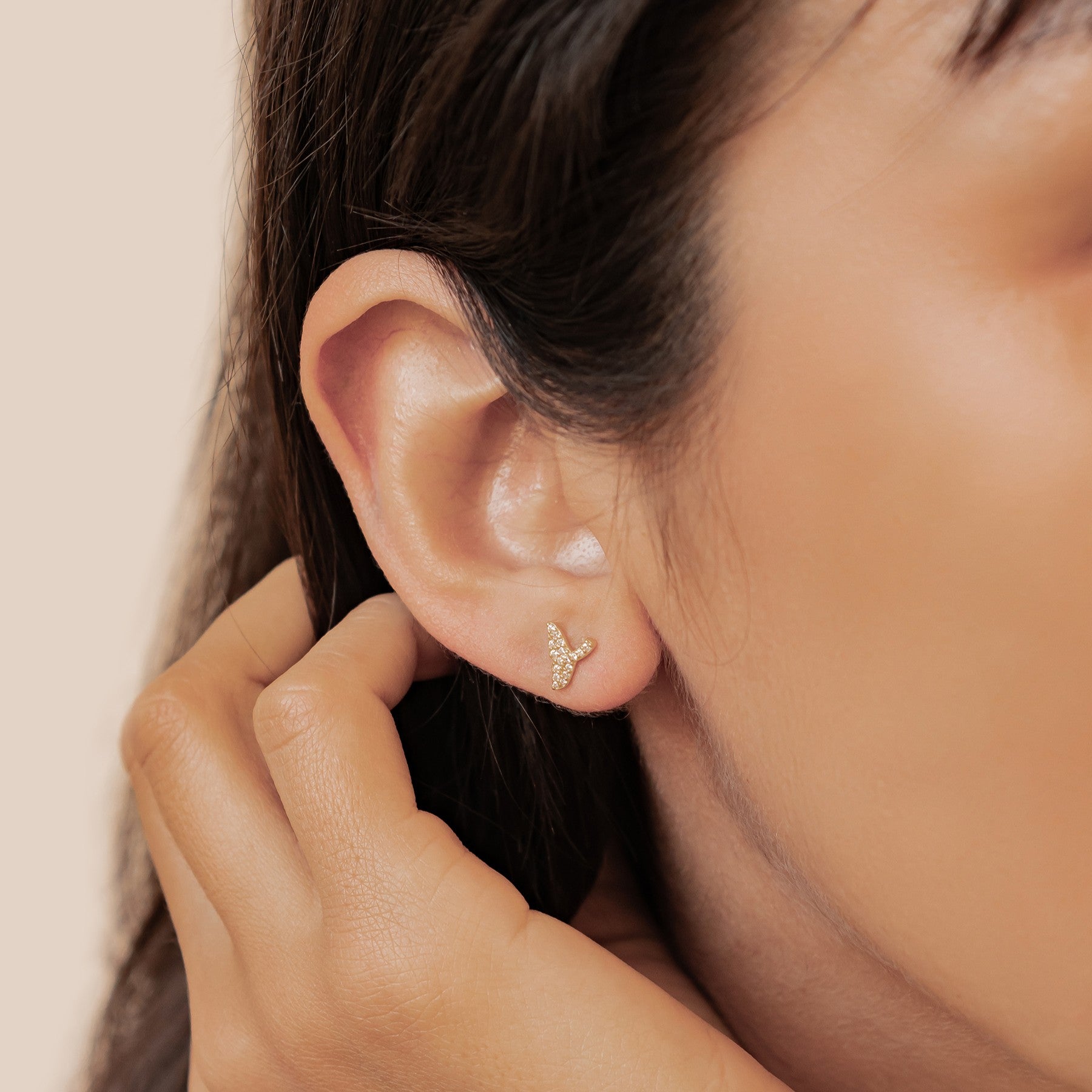 Pendientes Botón Cola Ballena Brillo Plata de Ley 925