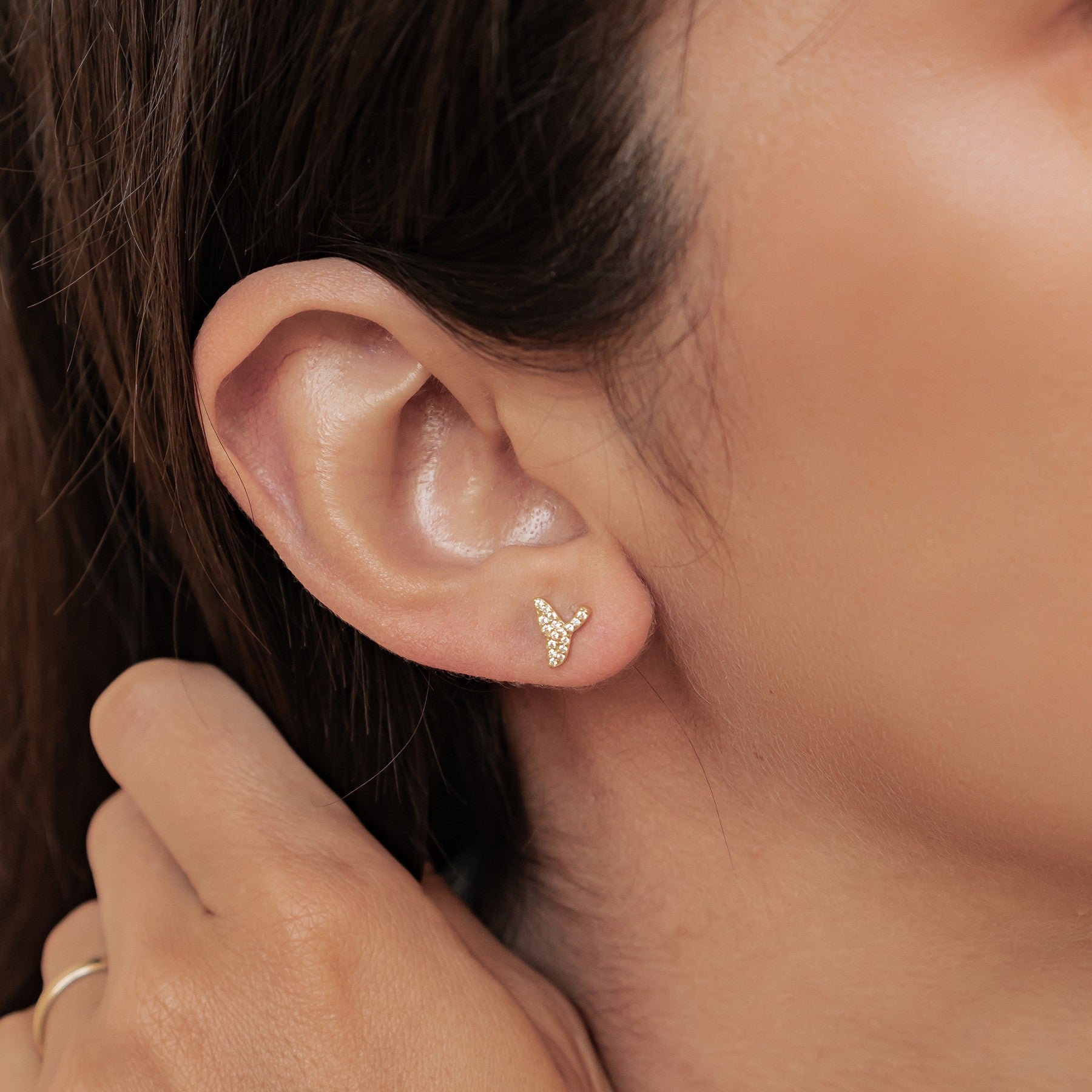 Pendientes Botón Cola Ballena Brillo Plata de Ley 925