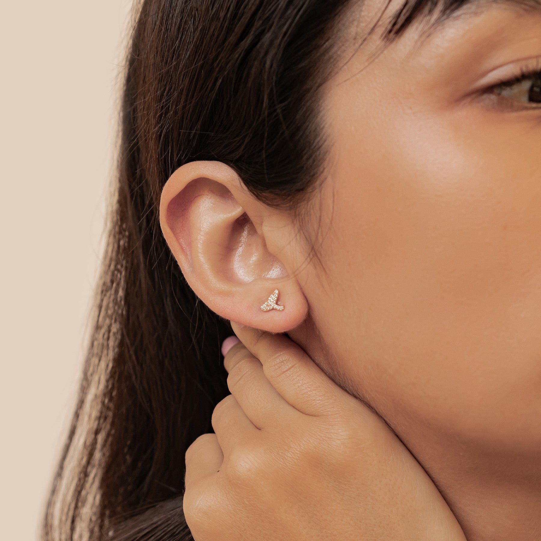 Pendientes Botón Cola Ballena Brillo Plata de Ley 925