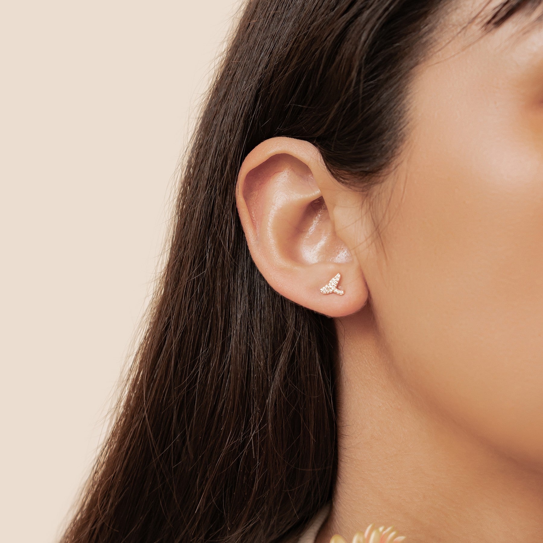 Pendientes Botón Cola Ballena Brillo Plata de Ley 925