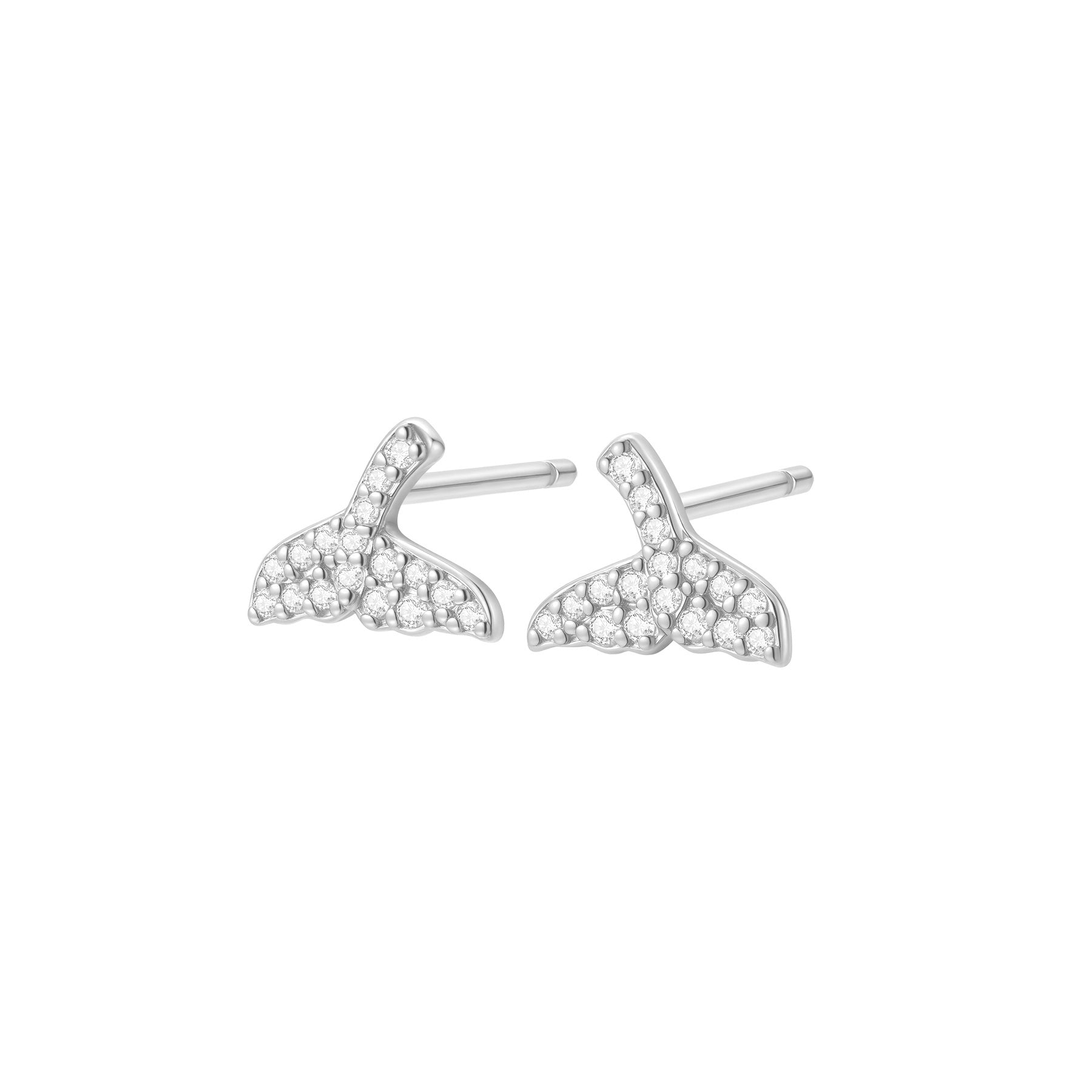 Boucles d’Oreilles Puces Queue Baleine Étincelante Argent Sterling