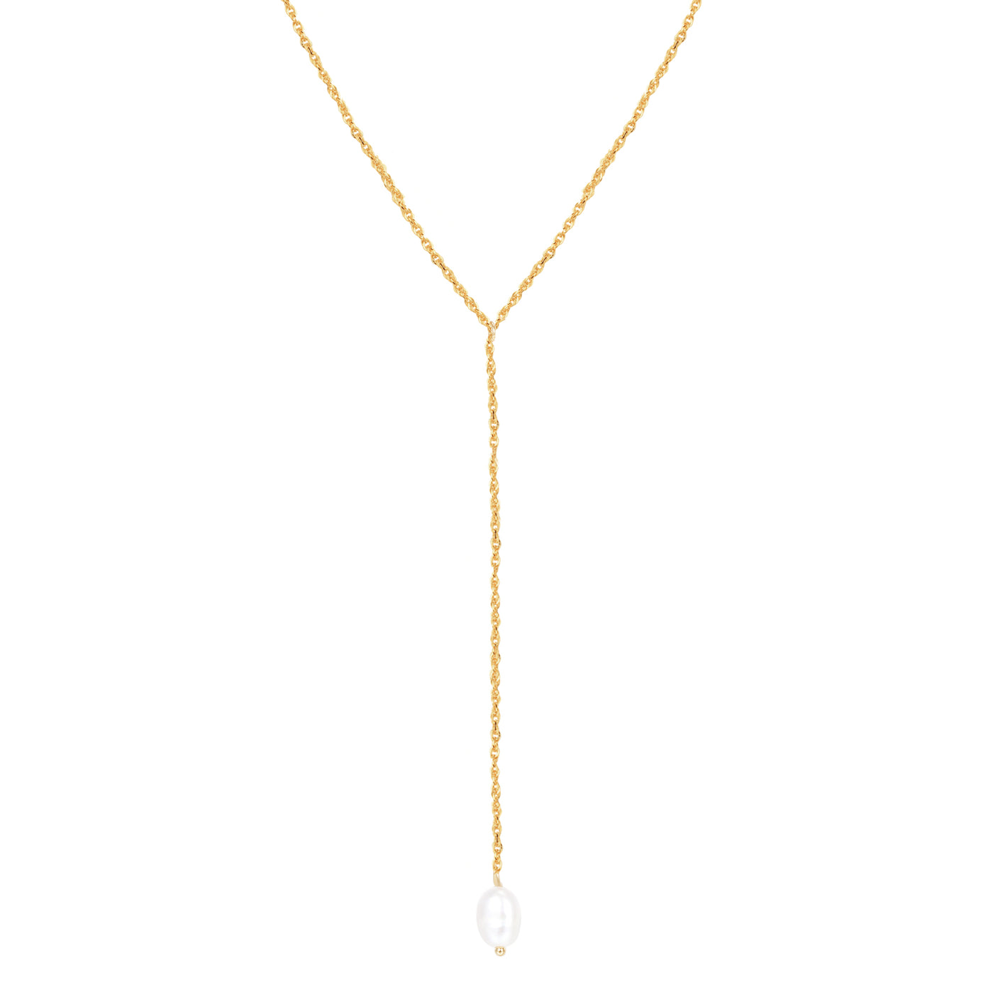 Collier Lariat Pendentif Perle Sterling Argent