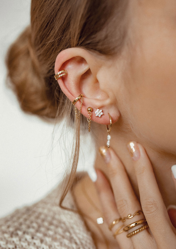 Clous d'Oreilles Rayons de soleil Argent Sterling en Or