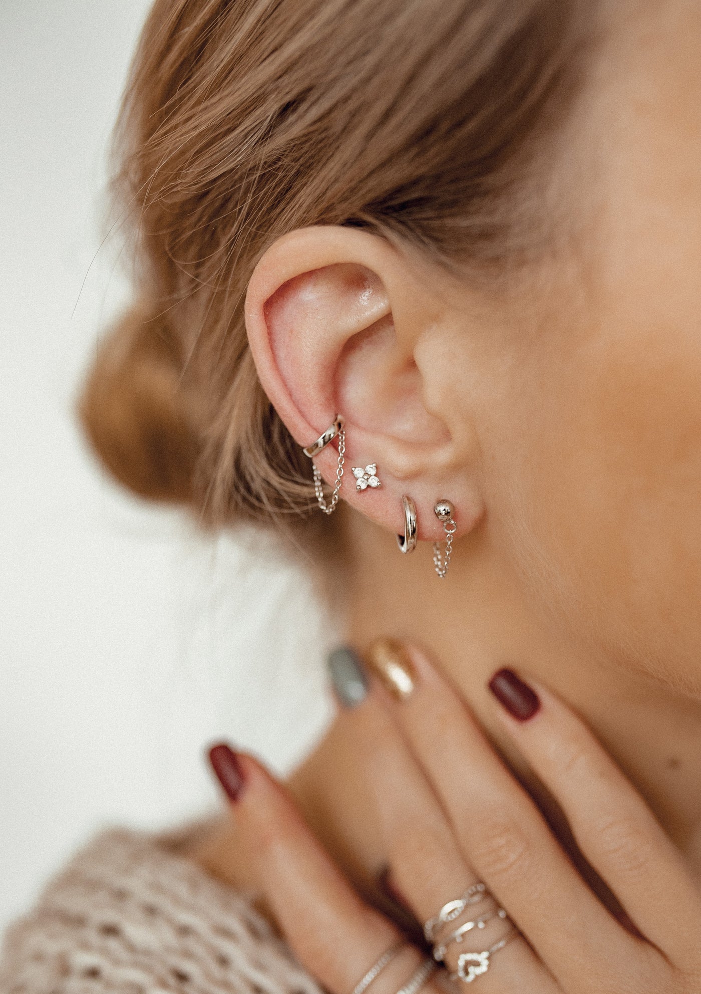 Ear Cuff Cadena Plata de Ley 925