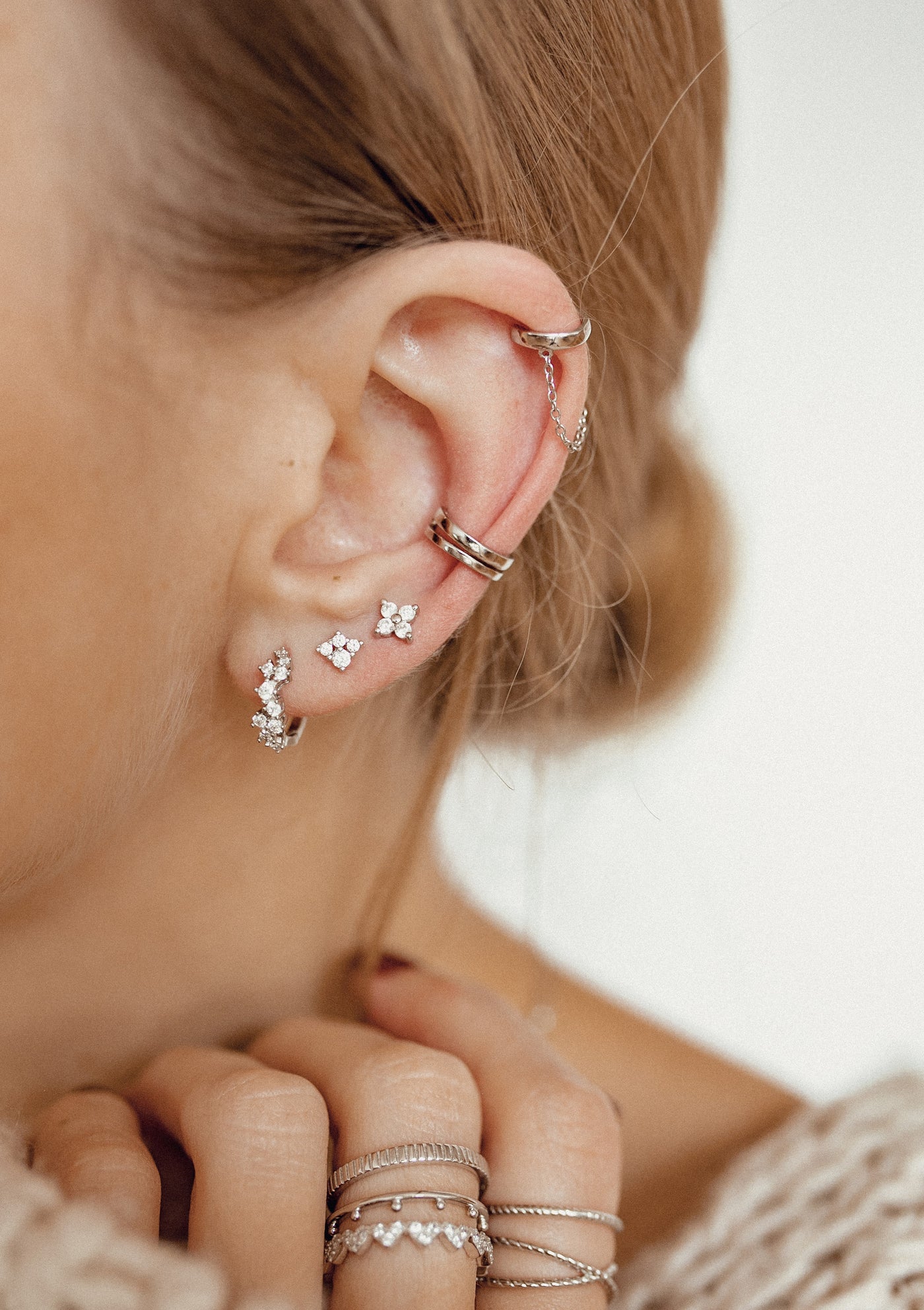 Ear Cuff Cadena Plata de Ley 925