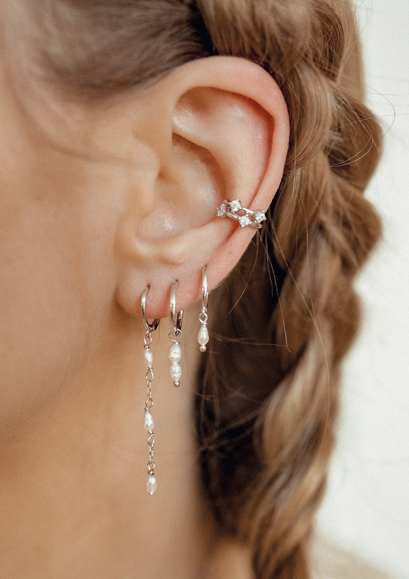 Jeweled Band Ear Cuff Sterling Silver