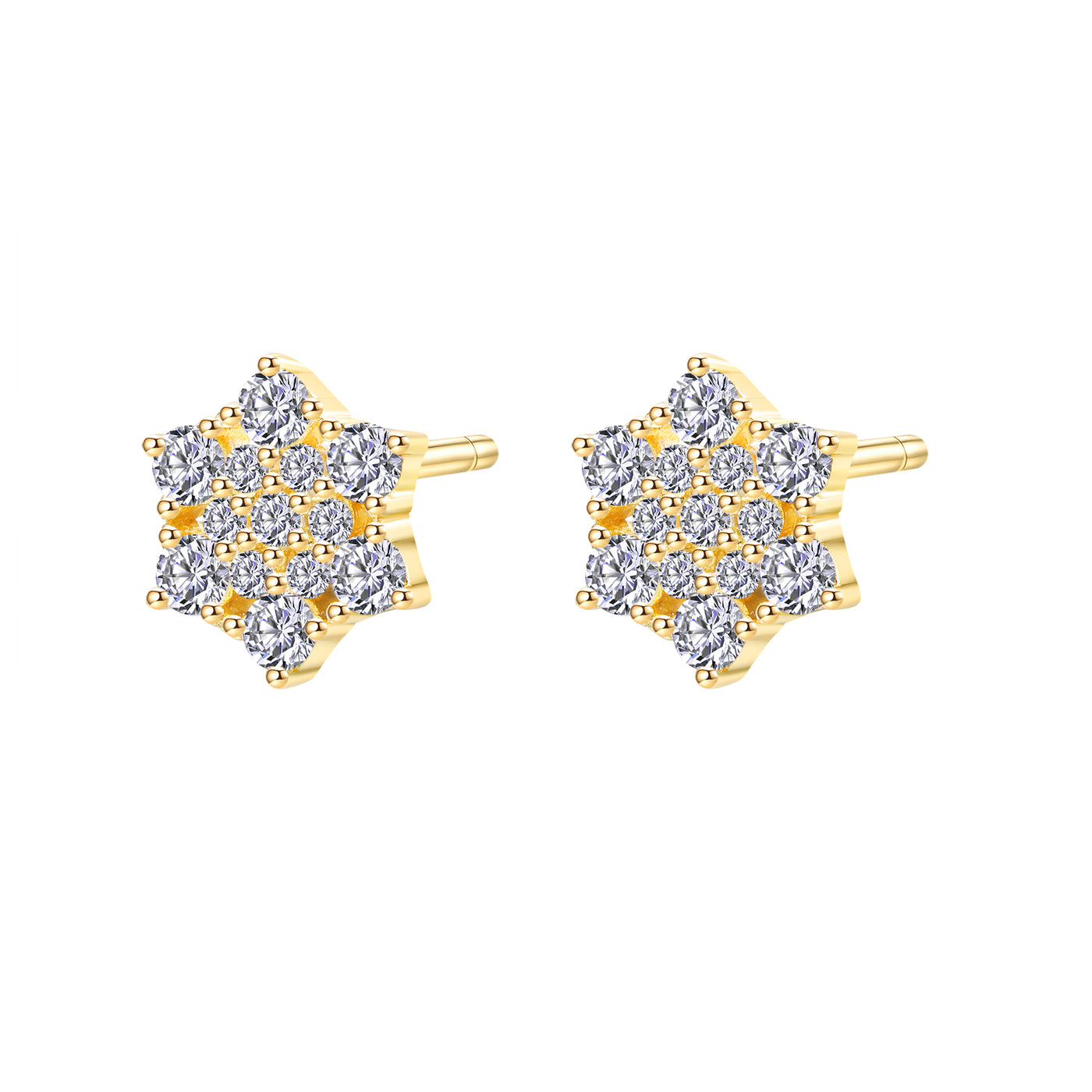Pendientes Botón Flor de Circonitas en Plata de Ley