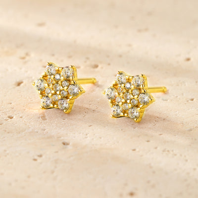 Pendientes Botón Flor de Circonitas en Plata de Ley