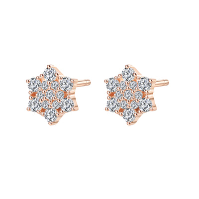 Pendientes Botón Flor de Circonitas en Plata de Ley