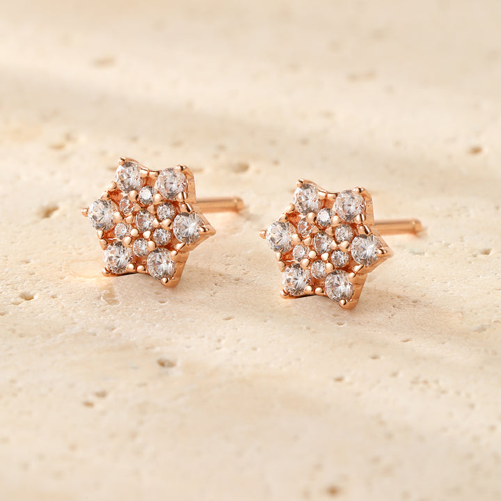 Boucles d’Oreilles Clous Fleur en Zircon Argent Sterling