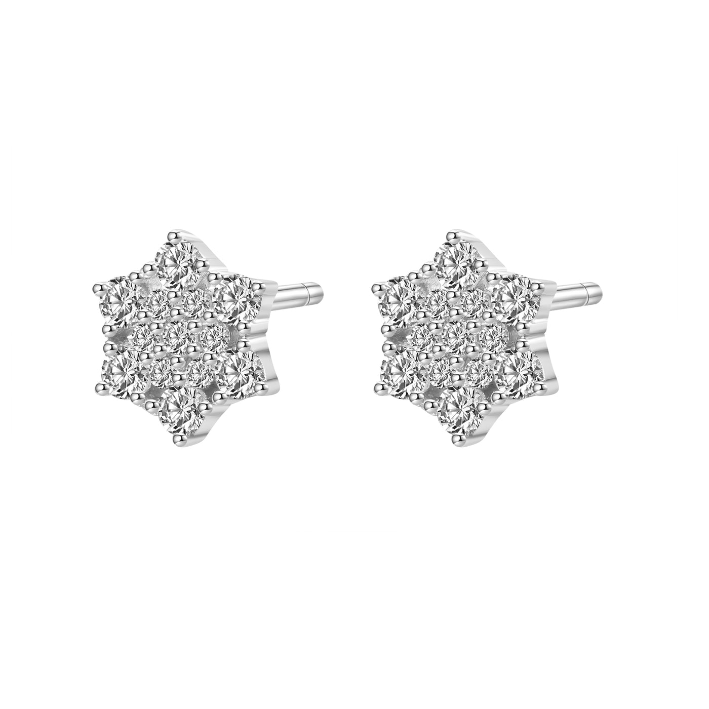 Pendientes Botón Flor de Circonitas en Plata de Ley