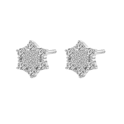 Pendientes Botón Flor de Circonitas en Plata de Ley