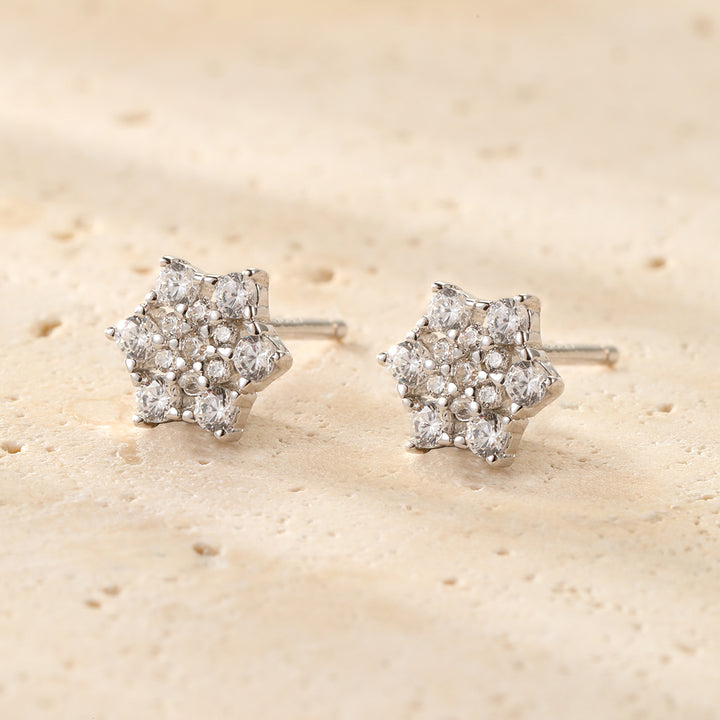 Boucles d’Oreilles Clous Fleur en Zircon Argent Sterling