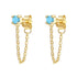 Aquamarine Chain Stud Earrings Sterling Silver