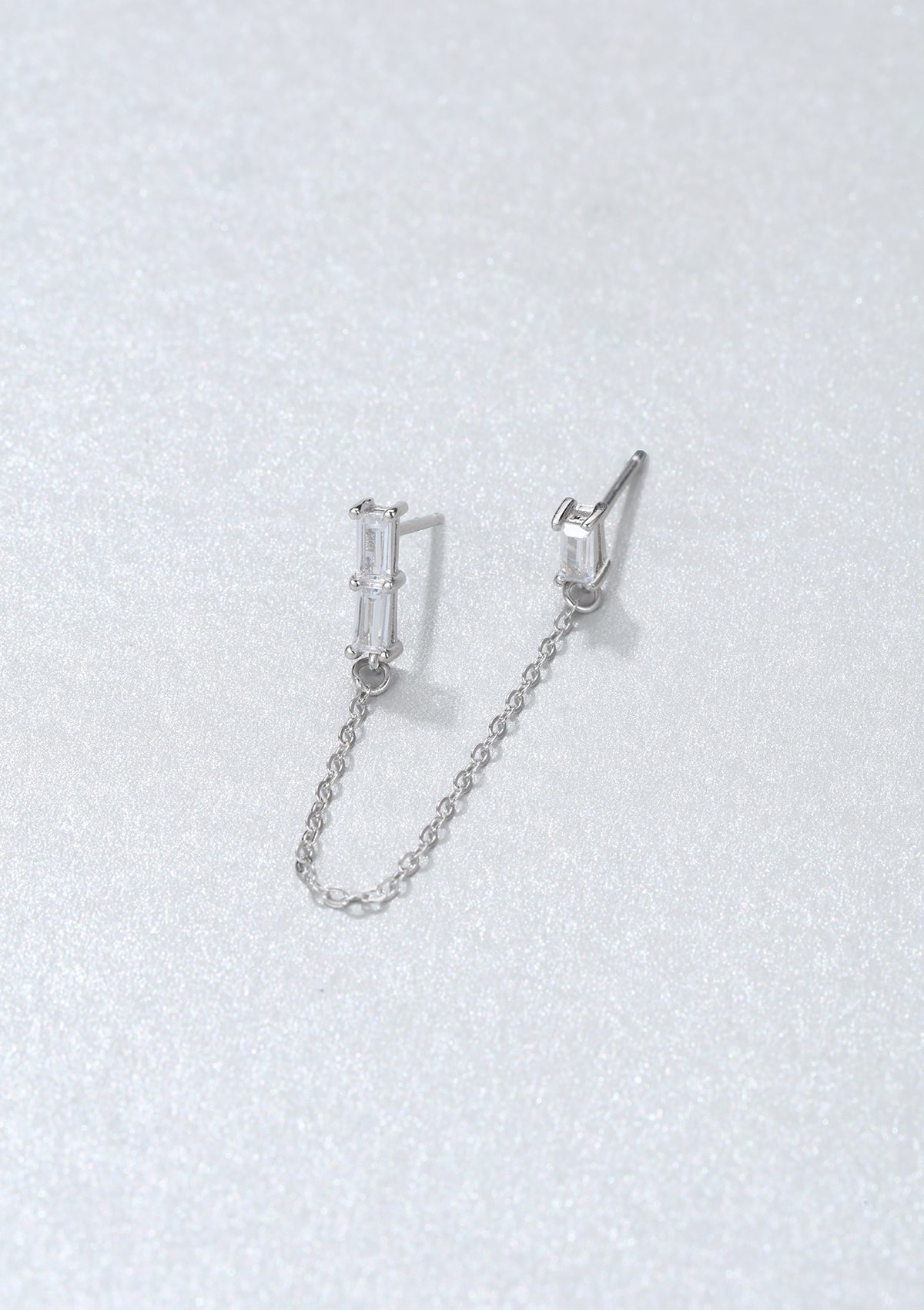 Pendientes Ear Cuff Gema Rectangular Plata de Ley 925