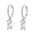 Pendientes Huggie Gema Rectangular de Plata de Ley 925