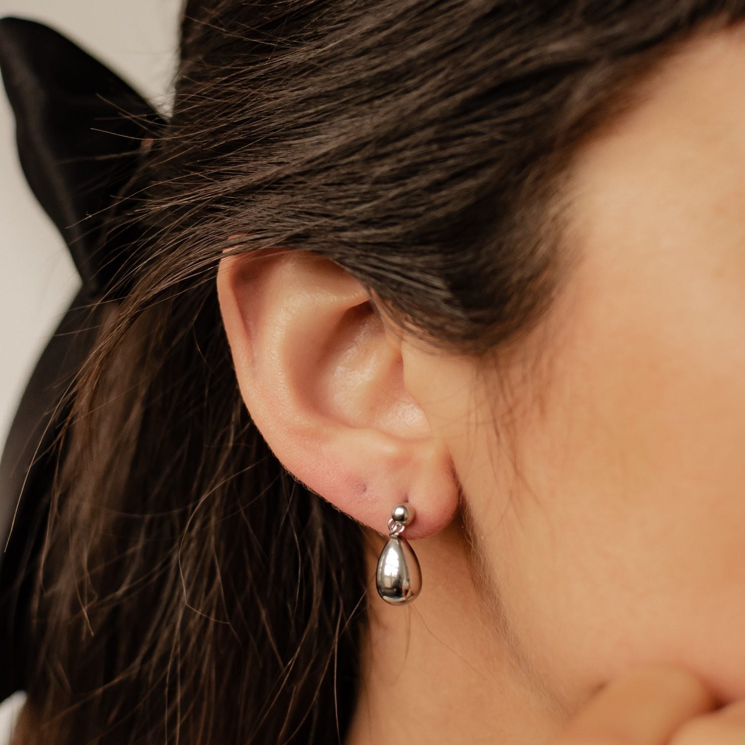 Boucles d'Oreilles Balle et Goutte Huggie Acier Inoxydable