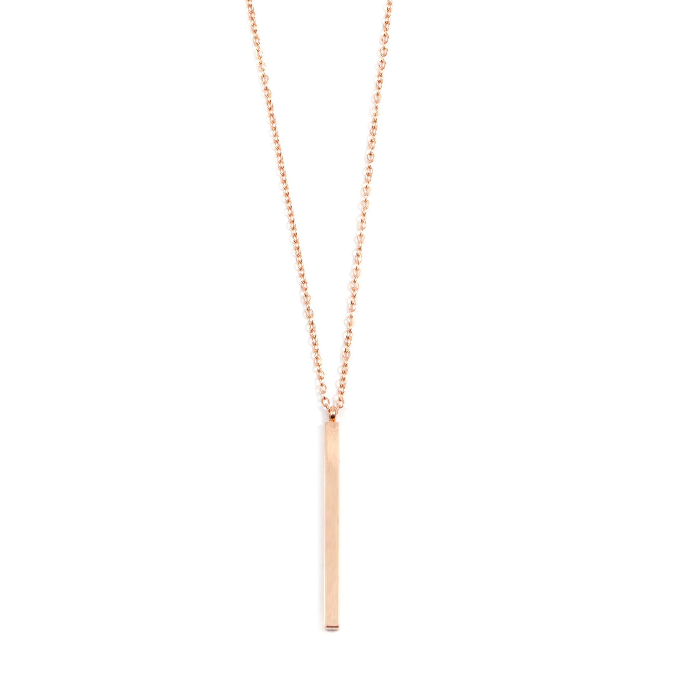 Collier Longue Pendentif Barre Or Rose