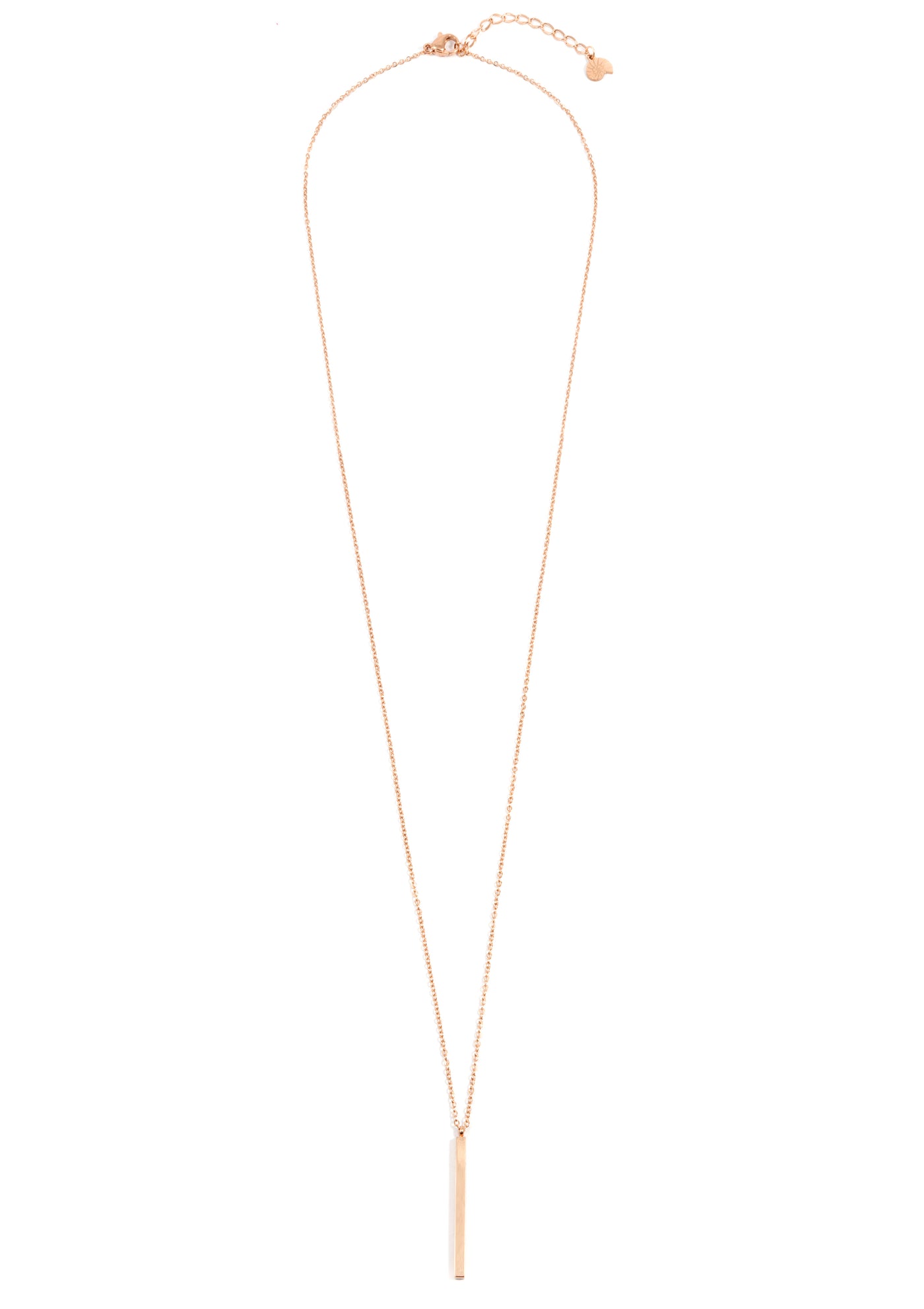 Bar Pendant Long Necklace Rose Gold