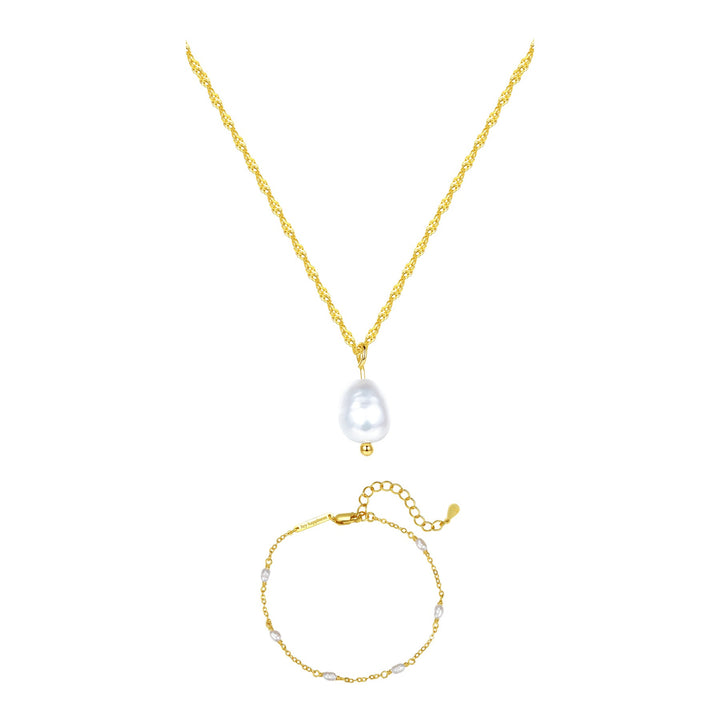 Baroque Pearl Necklace and Bracelet Set Sterling Silver