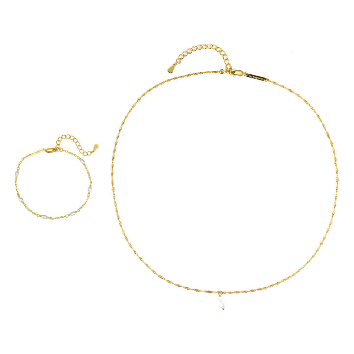 Baroque Pearl Necklace and Bracelet Set Sterling Silver