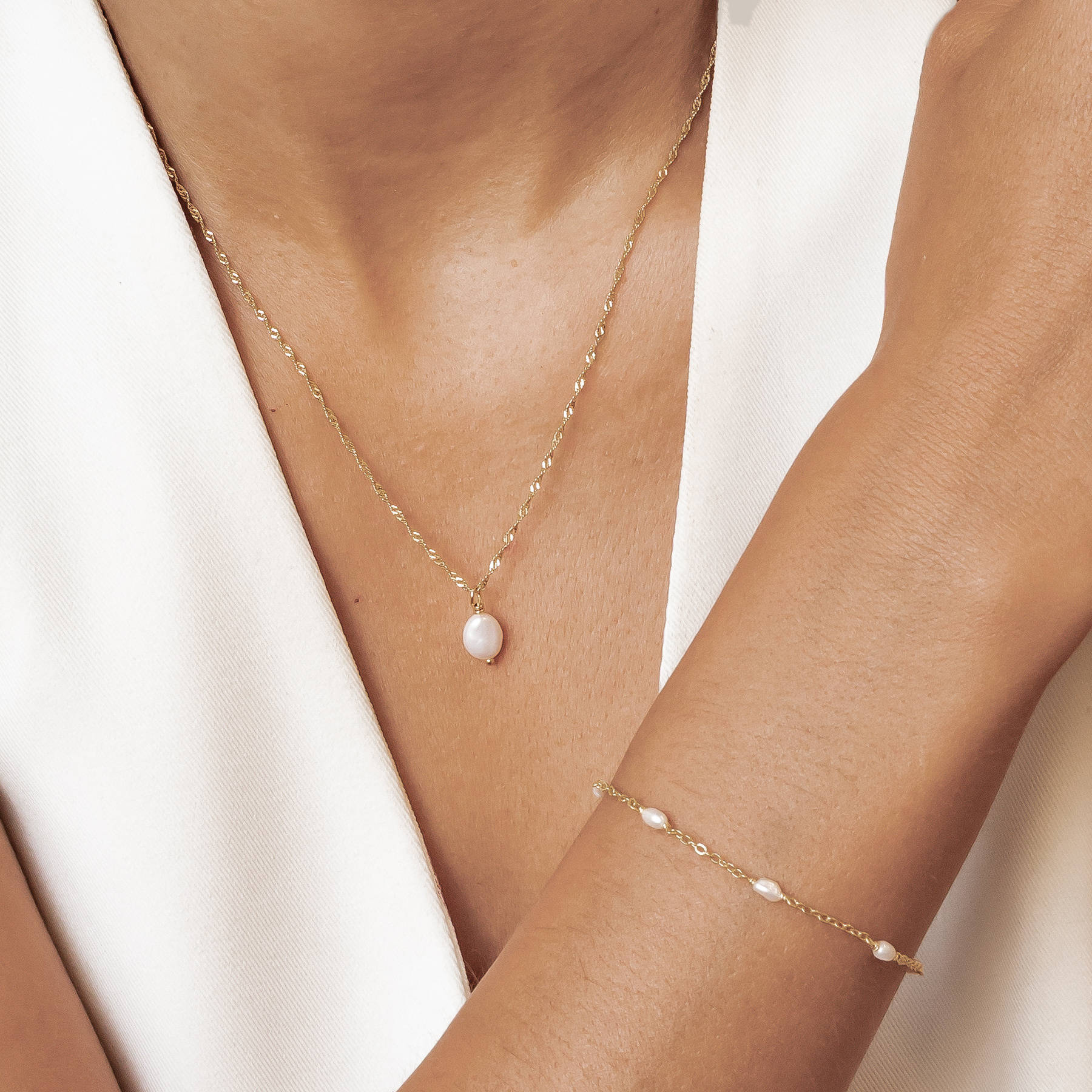 Baroque Pearl Necklace and Bracelet Set Sterling Silver