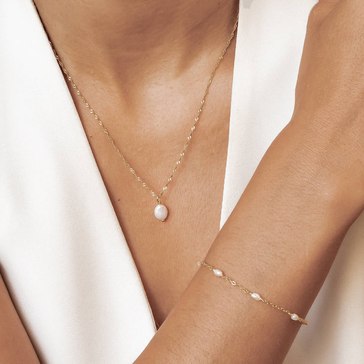 Baroque Pearl Necklace and Bracelet Set Sterling Silver