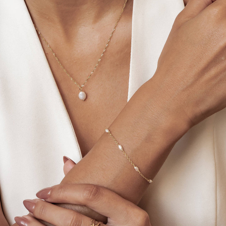 Baroque Pearl Necklace and Bracelet Set Sterling Silver