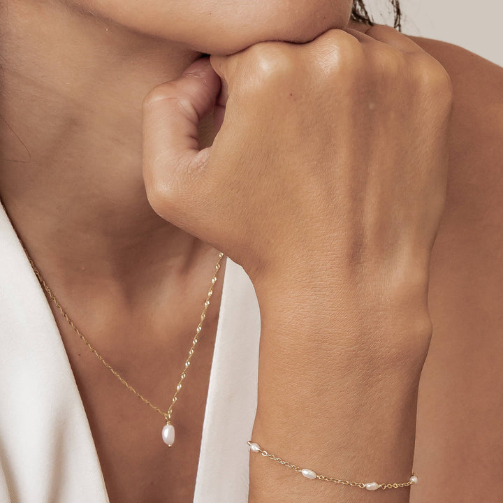 Baroque Pearl Necklace and Bracelet Set Sterling Silver