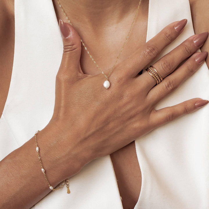 Baroque Pearl Necklace and Bracelet Set Sterling Silver