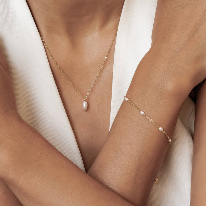 Baroque Pearl Necklace and Bracelet Set Sterling Silver