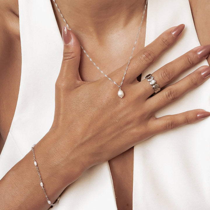 Baroque Pearl Necklace and Bracelet Set Sterling Silver