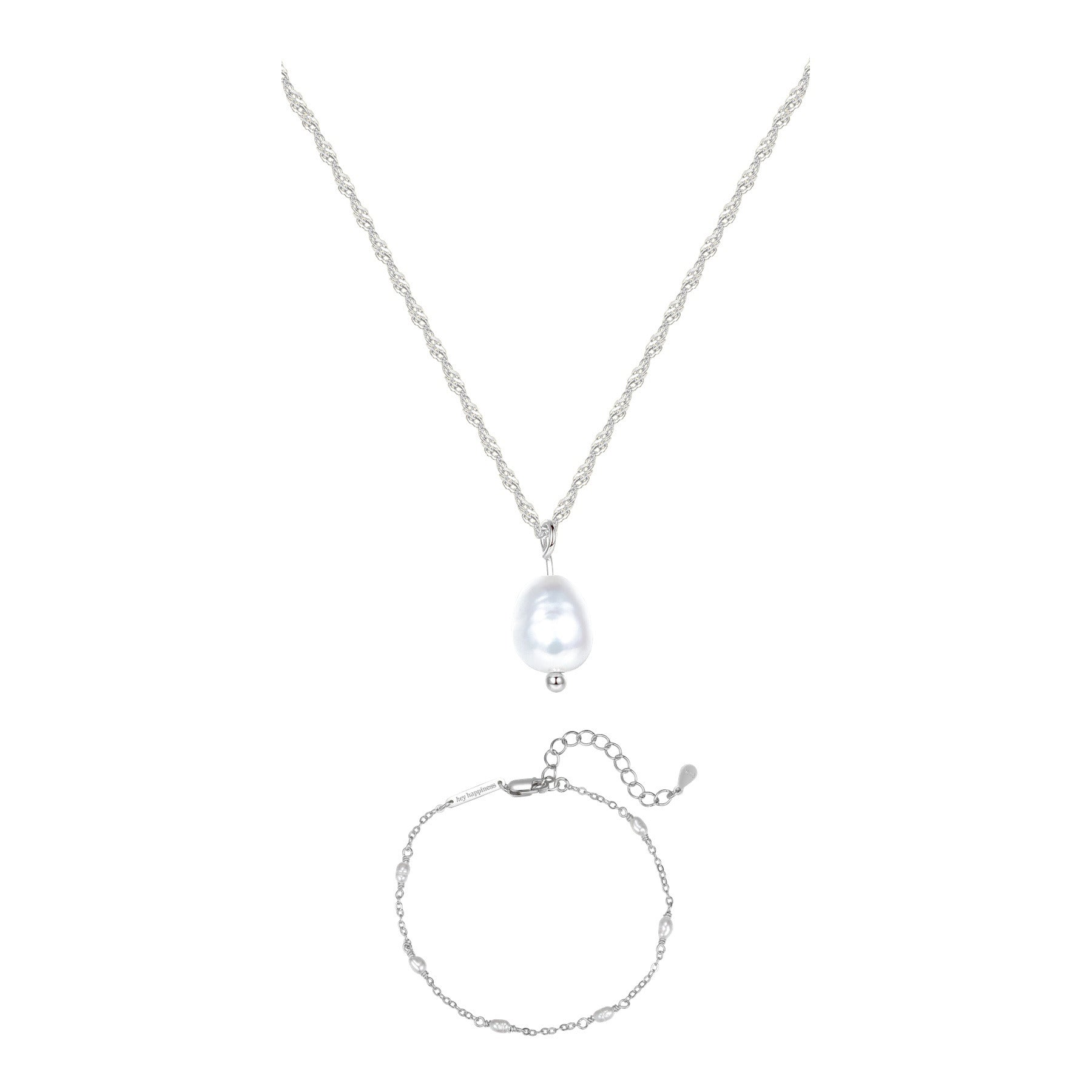 Baroque Pearl Necklace and Bracelet Set Sterling Silver