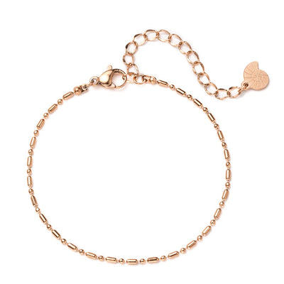 Bead and Bar Chain Bracelet Rose Gold